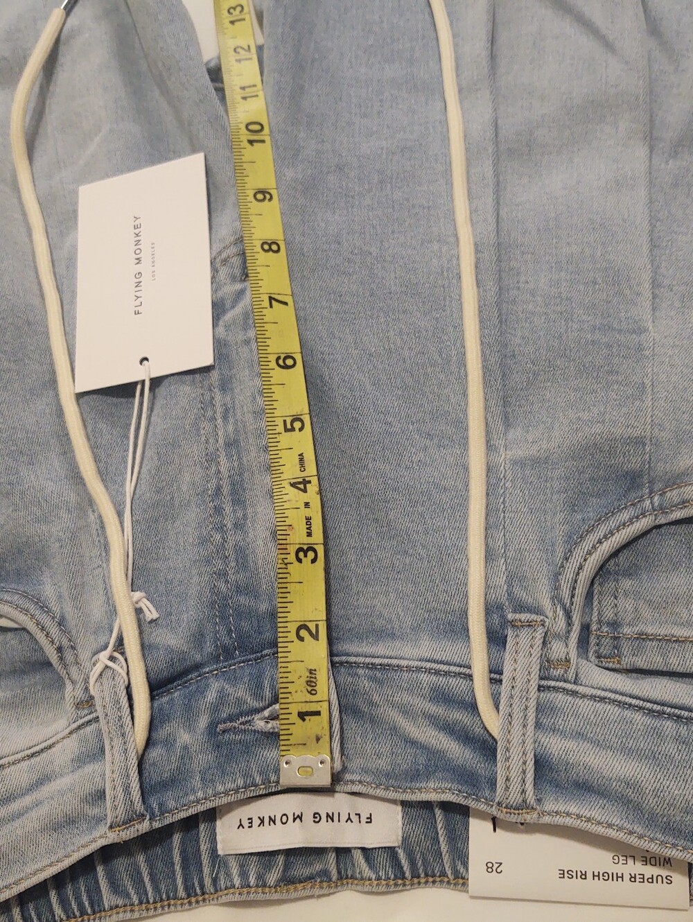 Flying Monkey Light Wash Wide Leg Jeans with Drawstring Size 28 - Picture 7 of 10